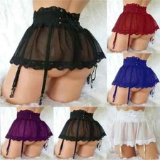 Transparent Garter Black Women Stocking Suspenders Garter Belt Lace Mesh Skirt