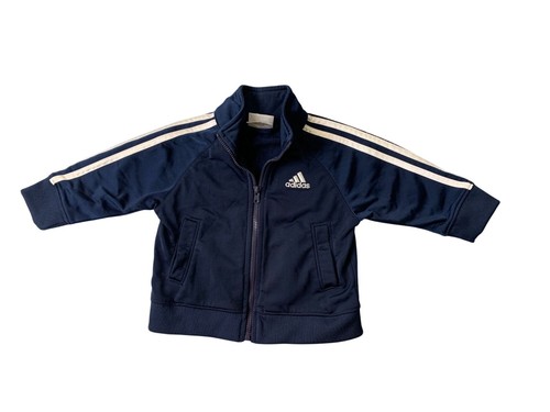 Vintage Adidas Jungen Kleinkind Baby Größe 3 Monate marineblau weiß Langarm Full Z