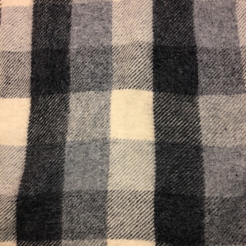 100% WOOL Throw Blanket Cream Gray & Charcoal 53”x51 - Picture 2 of 10