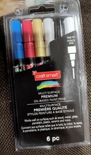 CRAFT SMART 621360 MULTI SURFACE PREMIUM OIL-BASED PAINT PENS ASSORTED 6 PACK
