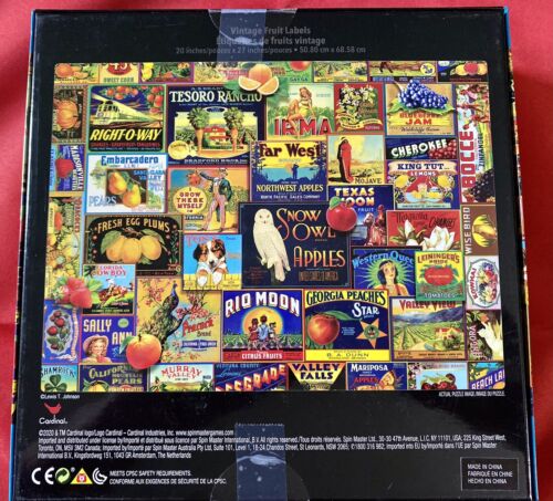 Vintage Fruit Labels 1000 Piece Jigsaw Puzzle 20" x 27" Cardinal 2020 - Picture 5 of 7
