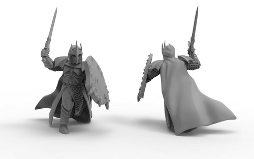 Dark Land Men 4 Warriors 28mm Scale Fantasy Black Lord's Army 3D Printed Resin - Bild 7 von 11
