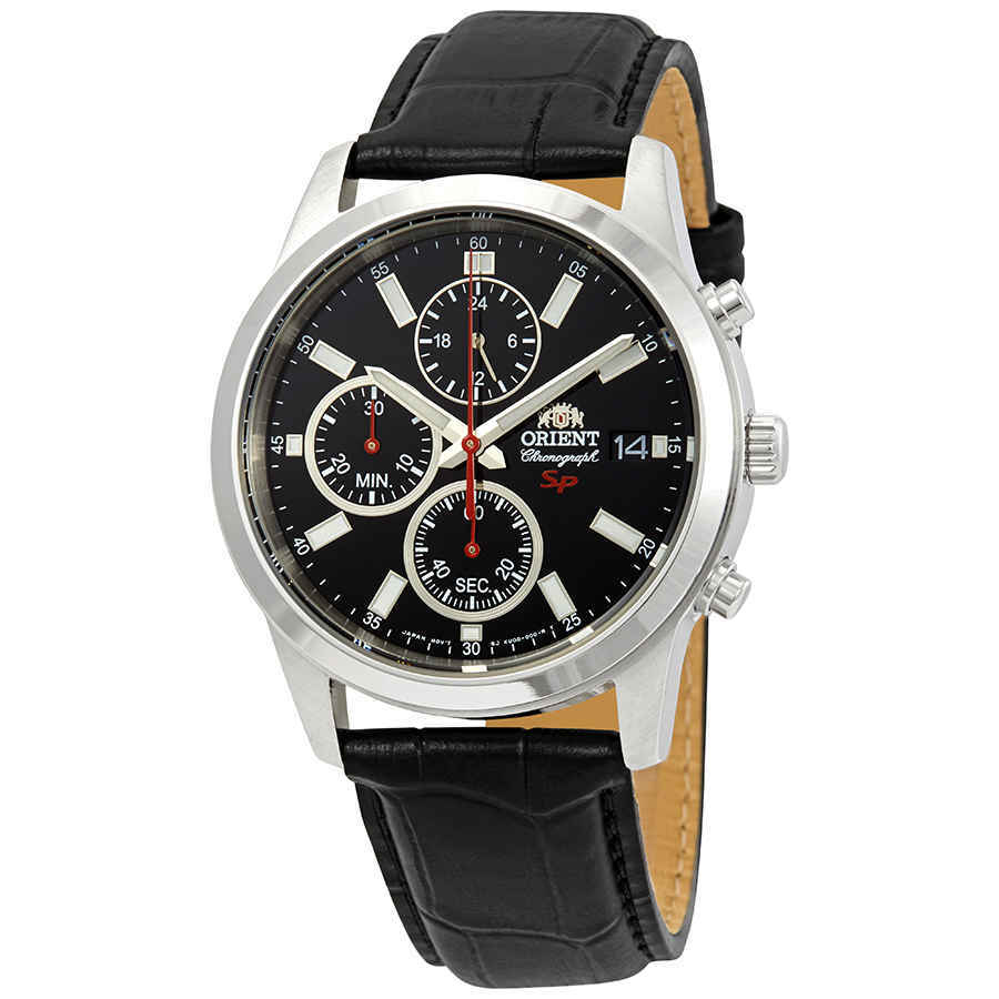 Мужские часы Orient Sporty с хронографом и черным циферблатом FKU00004B