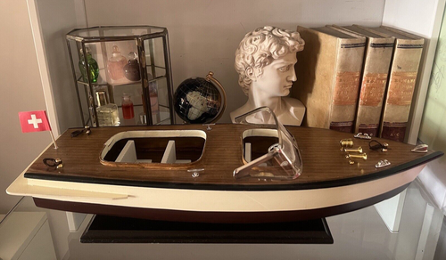 Riva Modell Nave mit dem Schnellboot Holz L 45 Sockel Unikat Sammlung Vintage - Bild 3 von 16
