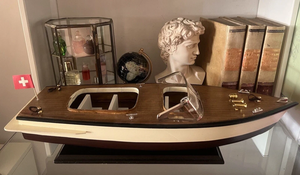 Riva Modelo Barco Lancha Madeira L 45 Suporte Exclusivo Coleção Vintage - Imagem 3 de 4