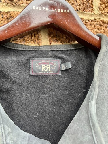 RRL Double RL Moto Leather Vest Black Lined Slim Fit Motorcycle Men's L - Picture 2 of 4
