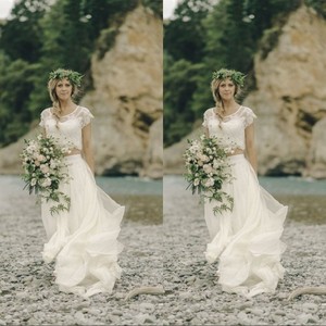 Two Piece Lace Tulle Wedding Dress Boho Beach Bridal Gown Custom Image Is Loading Two Piece Lace Tulle Wedding Dress Boho Beach