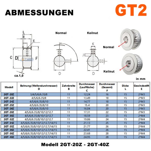 GT2 Riemenscheibe 20-40 Zähne 3-15mm Bohrung Für Riemenbreite 10mm 3D Drucker  - Picture 3 of 8