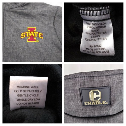 Crable Mens NCAA Iowa State Cyclones Jacket Sz Large Gray Nylon Full Zip Lined - Picture 7 of 12