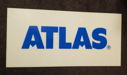 Vintage Plastic Plexiglas Atlas Gas Station Garage Sign 24"x11.5"