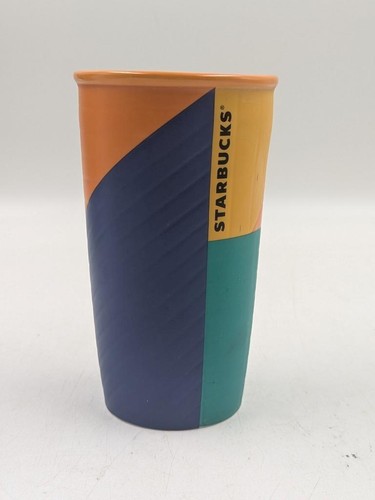 Starbucks Color Block Keramik Tumbler Travel Mug Orange Grün Blau Gelb 10 oz - Bild 1 von 6