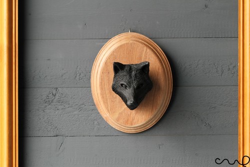 Handmade Black Resin Fox Head Wall Mount Wall Hanging Taxidermy Animal Gift - Picture 3 of 6