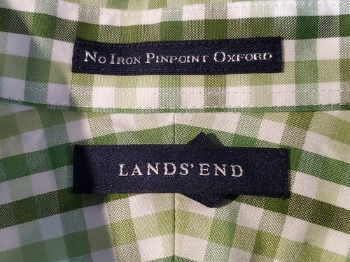 Lands' End Damen bügelfrei Pinpoint Oxford Bluse grün & weiß Gingham Karo 8 - Bild 9 von 12