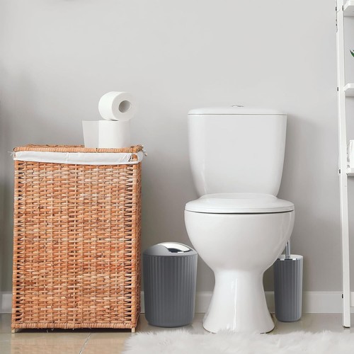 10 Piece Brown Bathroom Accessories Set with Trash Can, Toothbrush Holder - Picture 48 of 56