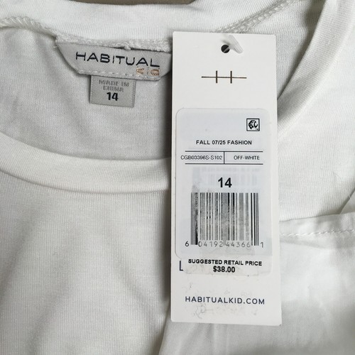 Habitual Kids Girls Off White Tiered Ruffled Sleeve Crew Neck Pullover Top 14 - Picture 5 of 7