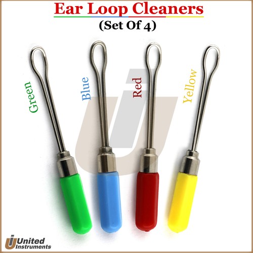 Dermatology Ear Wax Removal Loop Cleaner ENT Earwax Cleaning Curettes Set Of 4 - Picture 1 of 2