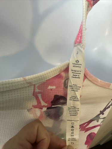 Lululemon Y Tank Top Blurred Blossom Sz 2 EUC - Picture 3 of 6