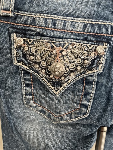 Vintage Miss Me Youth Girls' Size 7 Bermuda Blue Jean Shorts w/Bling - Picture 10 of 15