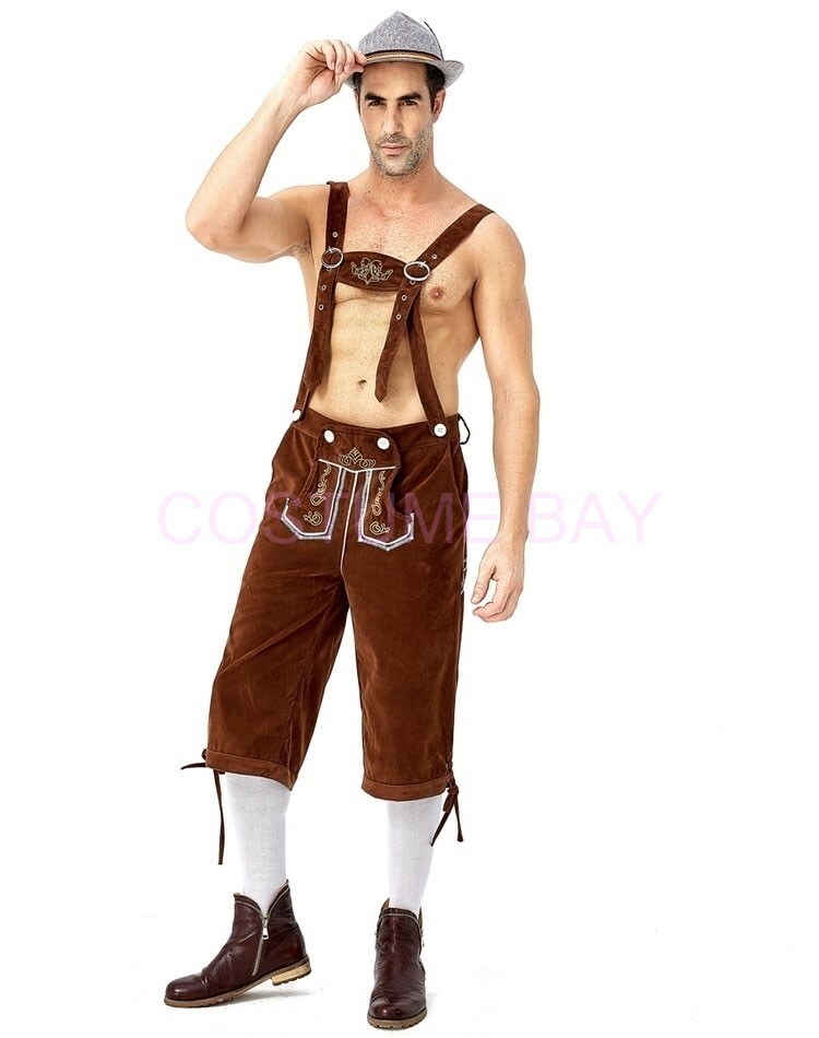 Mens Oktoberfest Embroidery Lederhosen Octoberfest Bavarian German Beer Costume - Foto 8