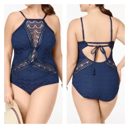 NWT becca High Neck X Back One Piece Swimsuit Bathing Suit SZ OX 14 16 $168 - Picture 4 of 4