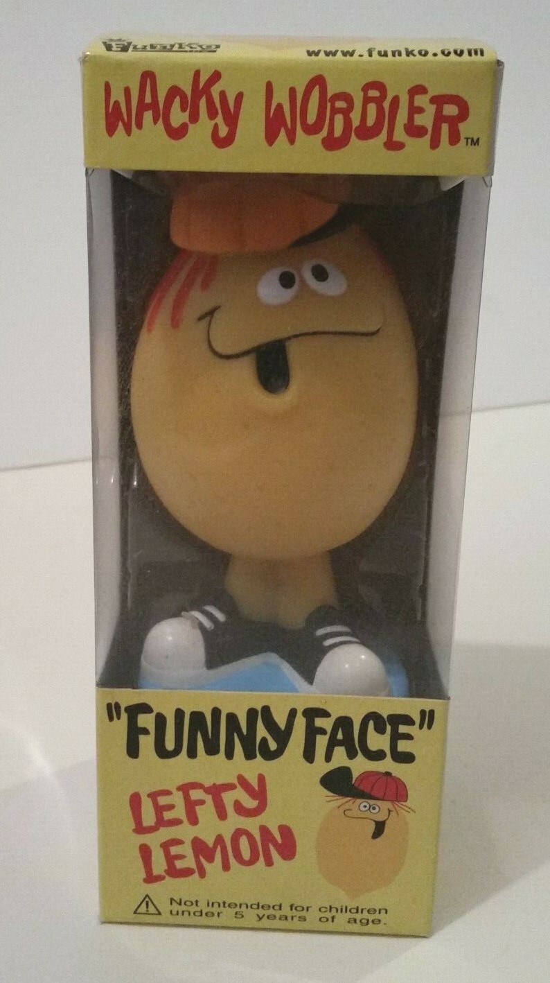 FUNKO WACKY WOBBLER BOBBLE HEAD FUNNY FACE DRINK MIX LEFTY LEMON CHARACTER 2002