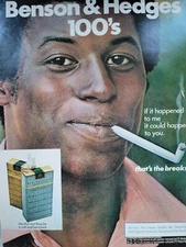 1976 Benson & Hedges African American man smoking vintage ad