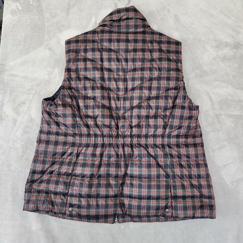 Talbots Puffer Vest Womens 2X Plaid Full Zip Pockets Navy Blue Sleeveless Jacket - Picture 10 of 10