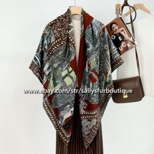Sally's Boutique 70 Cashmere 30 Silk Horse Print Double Face Wrap Scarf Shawl