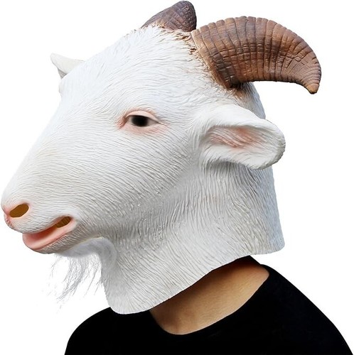 Animal Mask Costume Novelty Halloween Costume Party Latex Animal Head Mask Goat - Picture 3 of 4