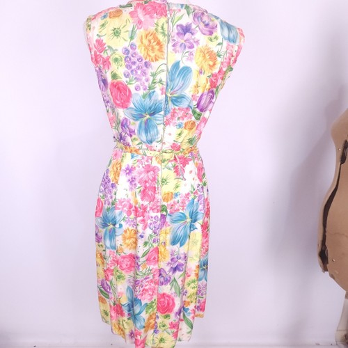 Suzy Perette Floral Tea Dress Ladies M Wiggle Bow Belt Rare Pinup 60s Vintage - Foto 9 di 19