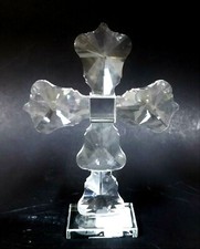 NEW OLEG CASINI STYLE CUT CLEAR GLASS CRYSTAL CROSS FIGURINE - 9" TALL