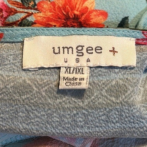 Umgee Aqua blue/green and pink/red floral kimono WA4704 XL/1XL - Picture 8 of 9