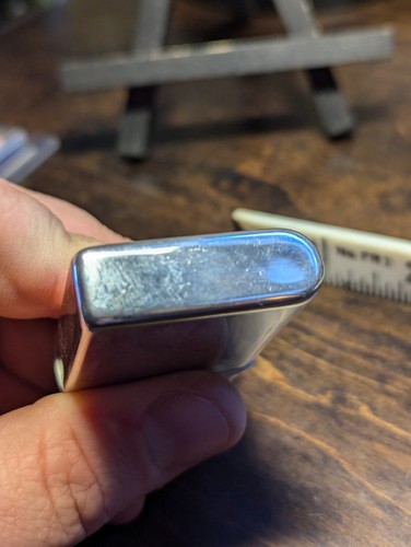Retro Chrome Windproof Lighter 2" Vintage WORKING Art Deco Look - 90° Lid Hinge - Picture 6 of 9