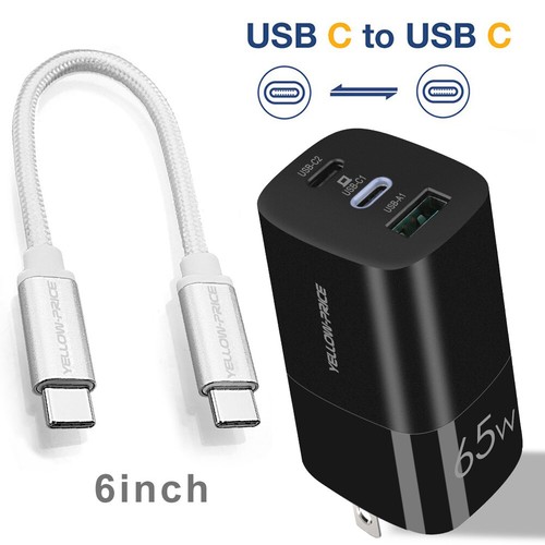 3-Port Foldable&Compact 65W USB C GaN Wall Charger Block for Macbook Pro 16"/15" - Picture 14 of 16