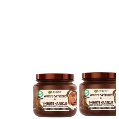 2x340ml Garnier Wahre Schätze 1-Minute-Haarkur Kokosmilch & Macadamia Haarmaske