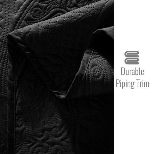 3 Piece Ultrasonic Quilted Bedspread Queen King Size Embossed Coverlet Bed Throw - Picture 17 of 84