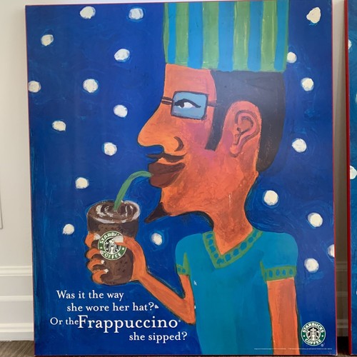 Vintage RARE 1990s STARBUCKS COFFEE Set Of 2 Art Posters Frappuccino 22”x 25.5” - Picture 2 of 7