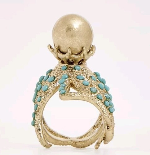 BN Les Nereides Octopus Sea Ocean Ring Gold Plated - Size K Rrp £199 - Picture 2 of 3