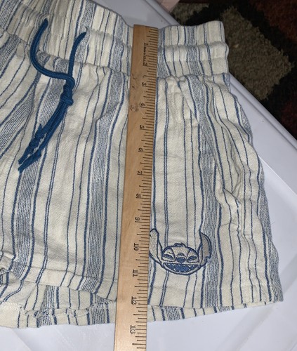Disney Store Girl's Appliqué Stitch Striped Shorts White Blue Size S - Picture 9 of 9