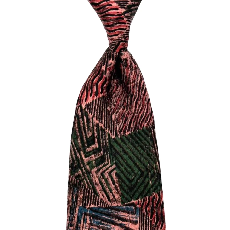 Corbata Pal Zileri - Corbata de seda Italia patrón geométrico abstracto rojo azul verde negro Foto 2 de 4