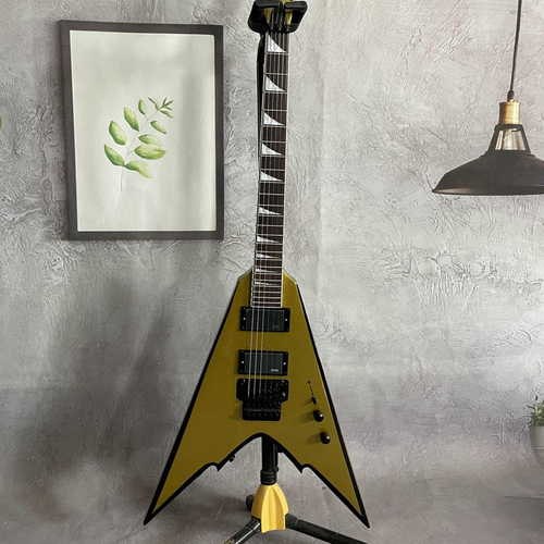 Handmade Metallic Gold 6 Strings Electric Guitar Mahogany Body&Neck HH Pickups - Picture 16 of 18