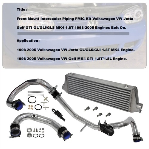 Ladeluftkühler Kit anschrauben+Rohre+BOV für VW Jetta Golf GTI MK4 1.8T 01-05 - Picture 7 of 10