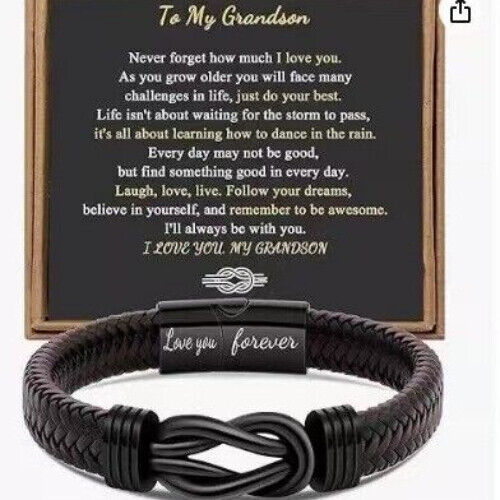 To My Man/Sohn/Enkel Liebe dich für immer Leder geflochten Armband Armband Geschenk - Bild 10 von 33