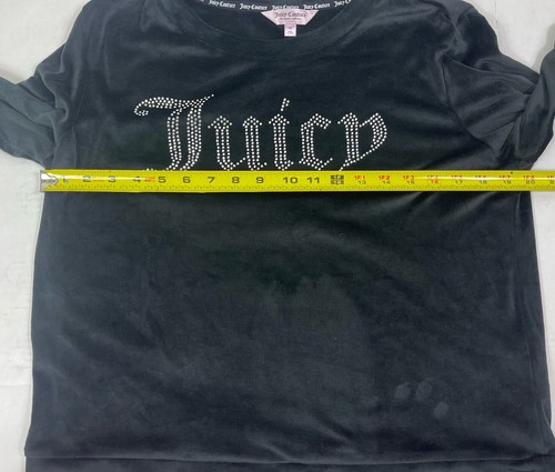 Juicy Couture Y2K Sleepwear Shirt Black Velvet Long Sleeve Pullover Size Med 90s - Imagen 7 de 9