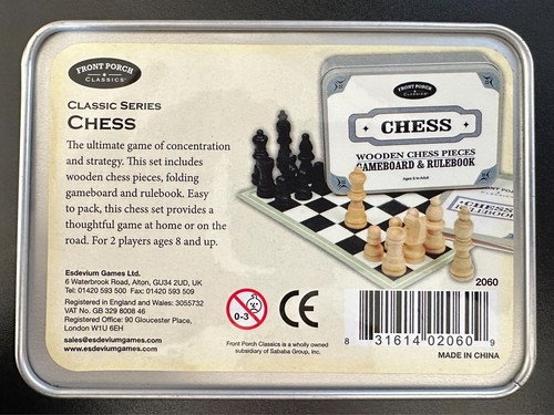 Wooden Travel Chess Set In Tin With Board - Picture 4 of 5