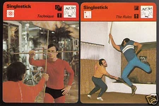 SINGLESTICK Wooden Sword Martial Arts Technique 1978 SPORTSCASTER 2 PHOTO CARDS