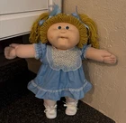 Cabbage Patch Kid HTF HM 18. Gold Yellow Hair. Blue CPK dress & tights. Shoes