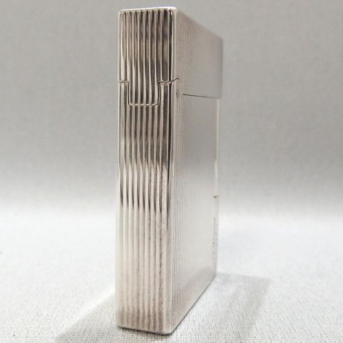 S.T.Dupont Gas Lighter GATSBY Silver Stripe with Box - Picture 6 of 9