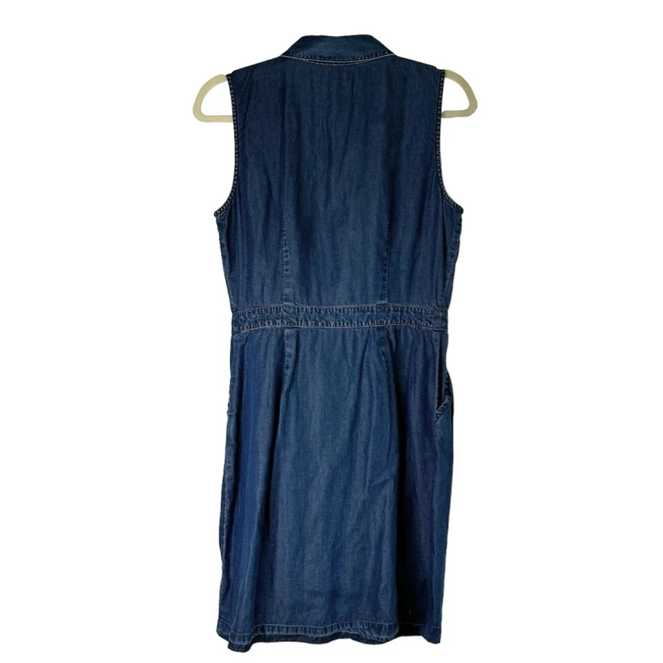 41 Hawthorn Denim Camisa Vestido Sin Mangas Botón Frontal Lyocell Azul Talla 6 Pequeña Foto 2 de 4