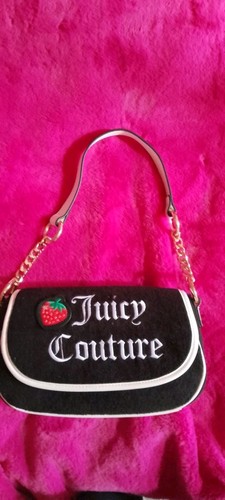 Juicy Couture Sweet N Flap Black Strawberry Logo Shoulder Bag - Picture 3 of 18